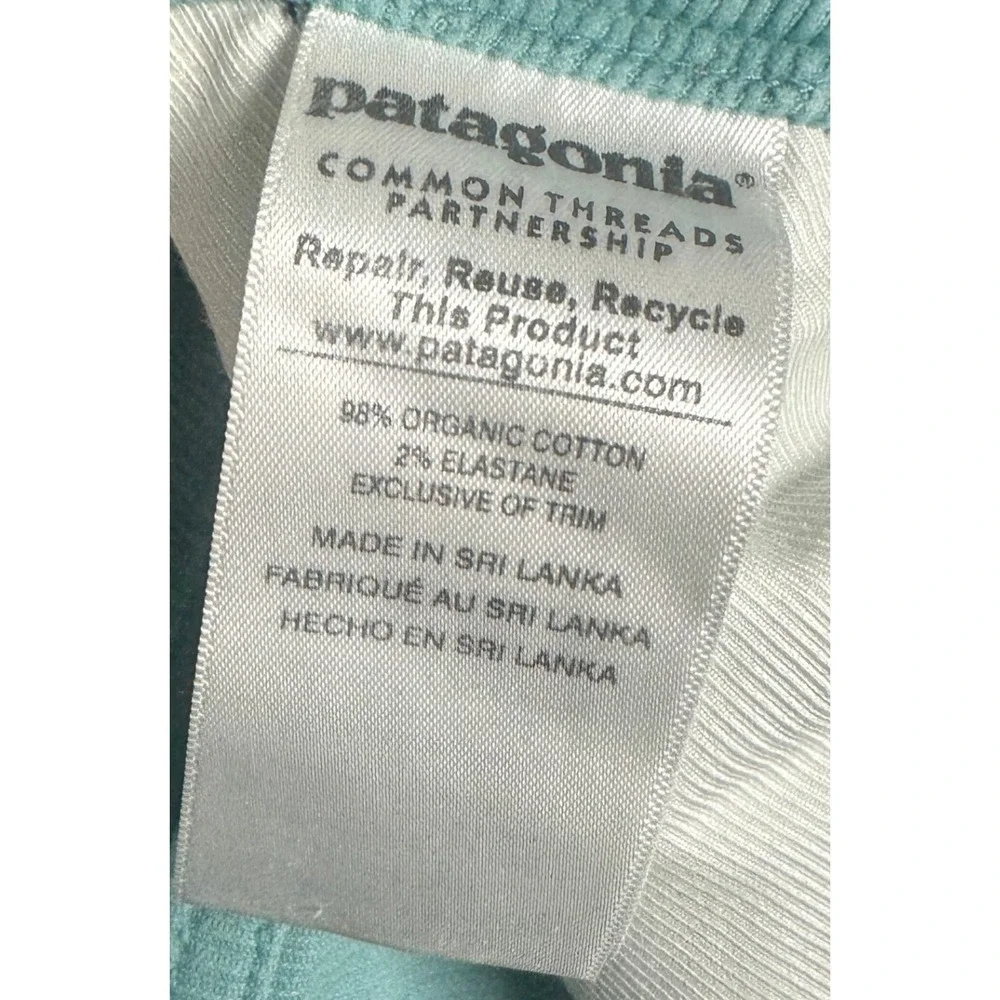 Patagonia Organic Cotton Pants Womens 25 Short Seafoam Green Slim Fit Corduroy